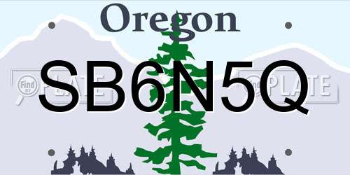 SB6N5Q Oregon License Plate