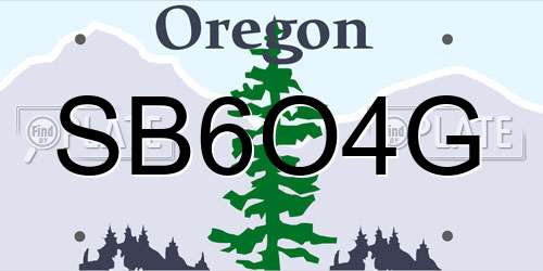 SB6O4G Oregon License Plate