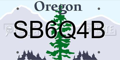 SB6Q4B Oregon License Plate