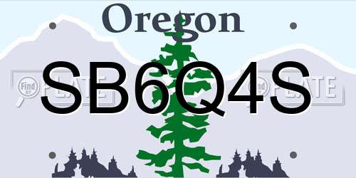 SB6Q4S Oregon License Plate