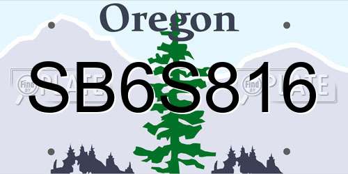 SB6S816 Oregon License Plate