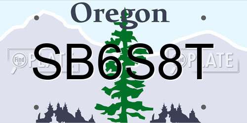 SB6S8T Oregon License Plate