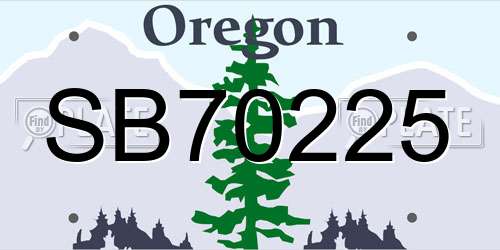 SB70225 Oregon License Plate