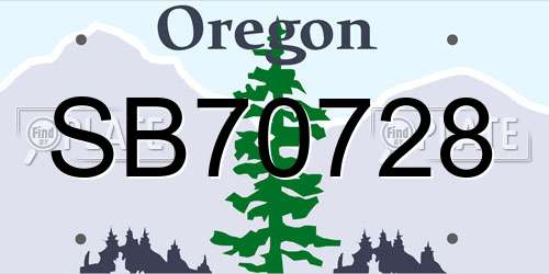 SB70728 Oregon License Plate