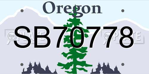 SB70778 Oregon License Plate