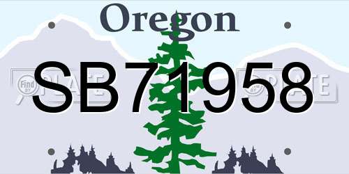 SB71958 Oregon License Plate