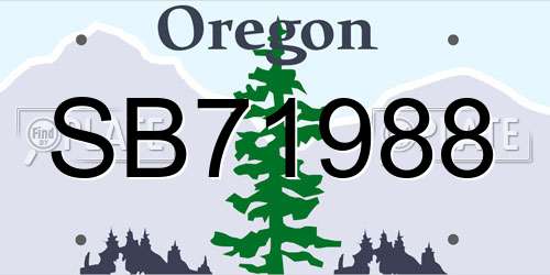 SB71988 Oregon License Plate