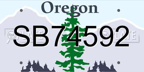 SB74592 Oregon License Plate