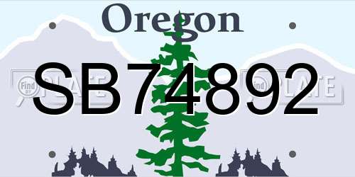 SB74892 Oregon License Plate