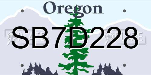 SB7D228 Oregon License Plate