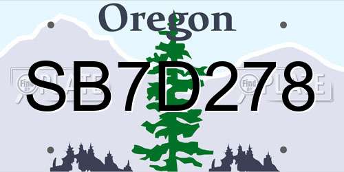 SB7D278 Oregon License Plate