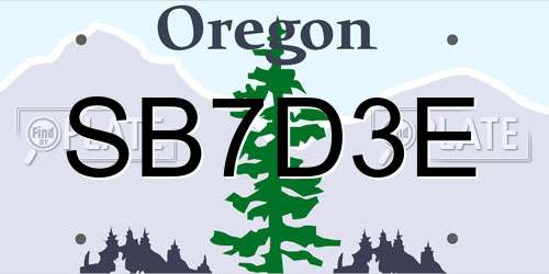 SB7D3E Oregon License Plate