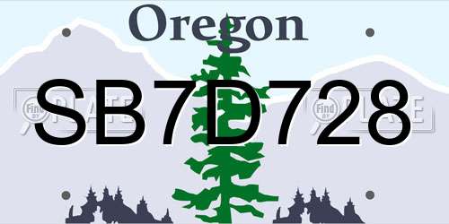 SB7D728 Oregon License Plate