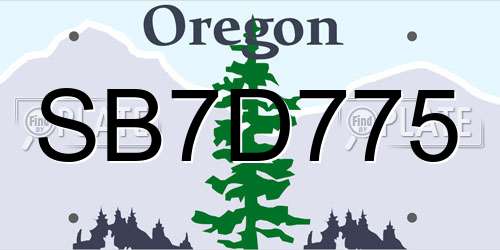 SB7D775 Oregon License Plate