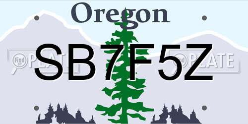 SB7F5Z Oregon License Plate