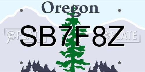 SB7F8Z Oregon License Plate
