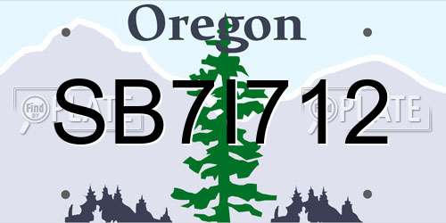 SB7I712 Oregon License Plate