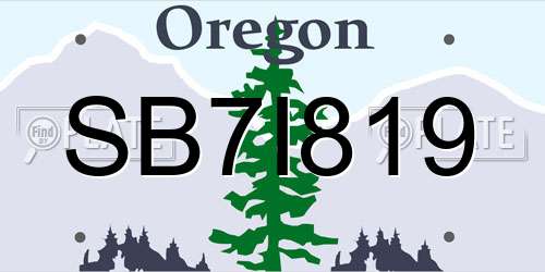 SB7I819 Oregon License Plate