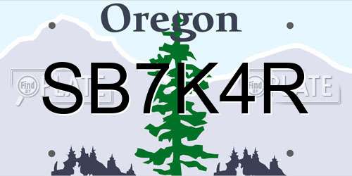 SB7K4R Oregon License Plate