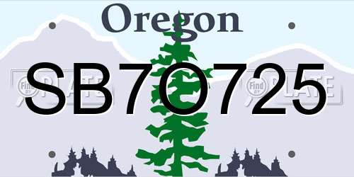 SB7O725 Oregon License Plate