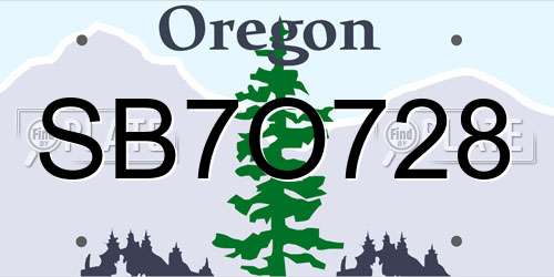 SB7O728 Oregon License Plate