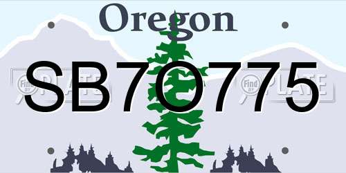 SB7O775 Oregon License Plate