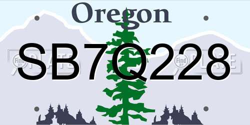 SB7Q228 Oregon License Plate