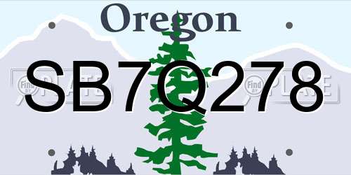SB7Q278 Oregon License Plate