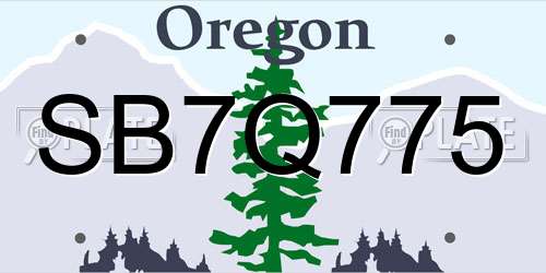 SB7Q775 Oregon License Plate
