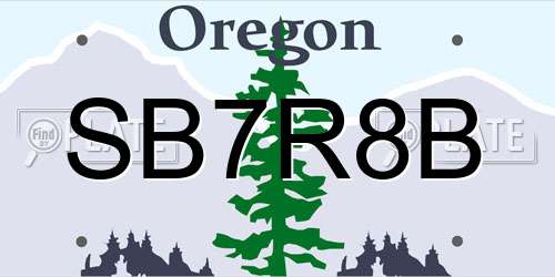 SB7R8B Oregon License Plate