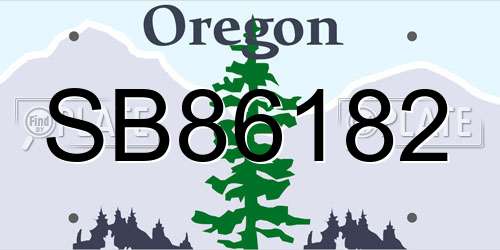 SB86182 Oregon License Plate
