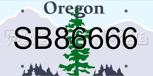 SB86666 Oregon License Plate