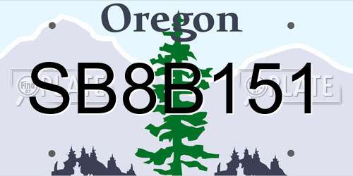 SB8B151 Oregon License Plate