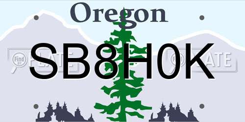 SB8H0K Oregon License Plate