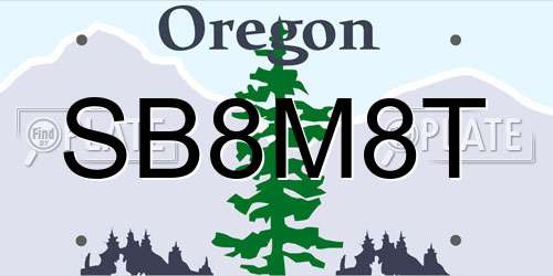 SB8M8T Oregon License Plate