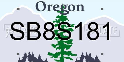SB8S181 Oregon License Plate