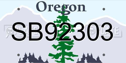 SB92303 Oregon License Plate