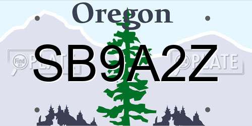 SB9A2Z Oregon License Plate