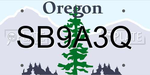 SB9A3Q Oregon License Plate