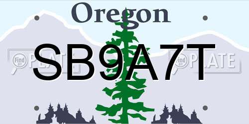 SB9A7T Oregon License Plate