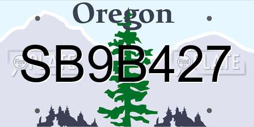 SB9B427 Oregon License Plate