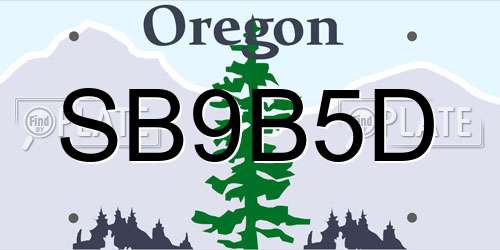 SB9B5D Oregon License Plate