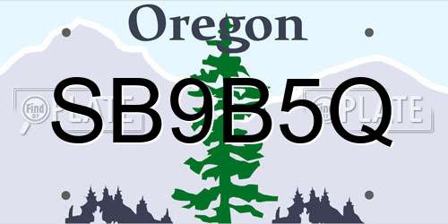 SB9B5Q Oregon License Plate