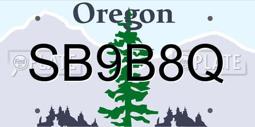 SB9B8Q Oregon License Plate