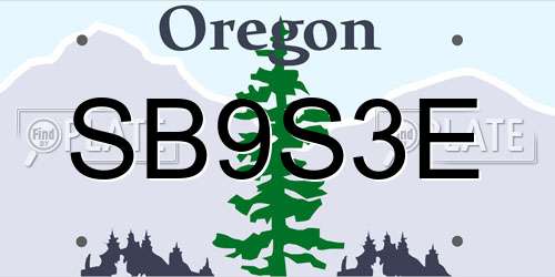 SB9S3E Oregon License Plate