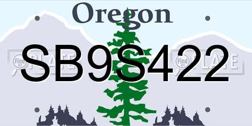 SB9S422 Oregon License Plate