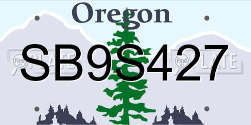 SB9S427 Oregon License Plate