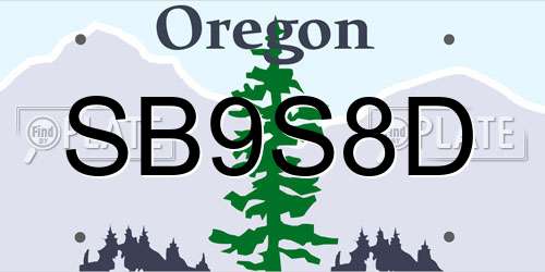 SB9S8D Oregon License Plate