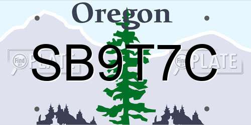 SB9T7C Oregon License Plate