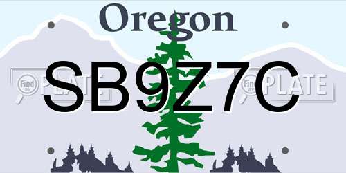 SB9Z7C Oregon License Plate